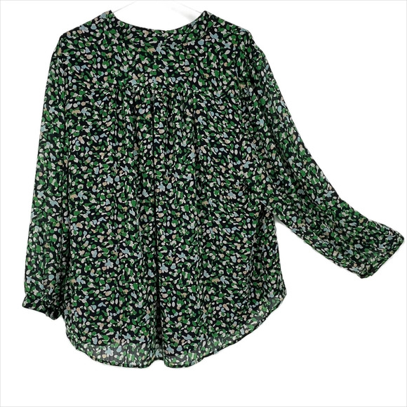 Chico's Blouse Tunic with Stitch Detail Abstract Dots in Classic Navy Size 16/18 - Picture 5 of 12